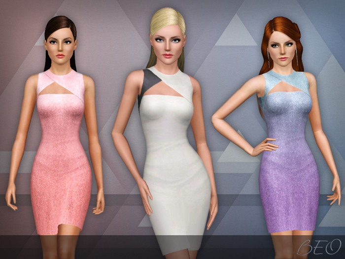 Asymmetric cut out dress for The Sims 3 by BEO (2)